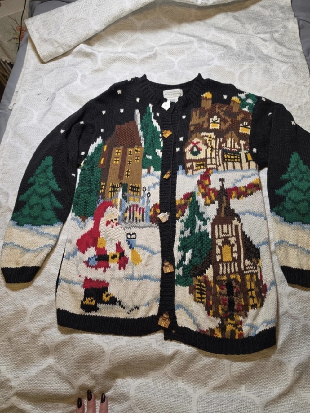 Alexandra Bartlett Holiday Snow Globe Knit Cardigan
